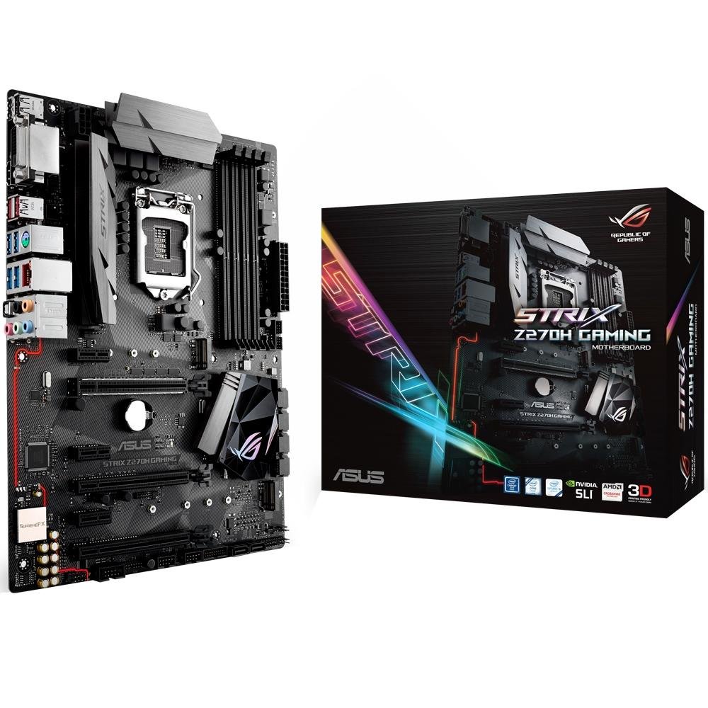 Placa-Mãe ASUS p/ Intel LGA 1151 ATX STRIX Z270H GAMING 4 x DDR4,SLI/CrossFireX, Digi + VRM,1x DVI, 1x HDMI, SupremeFX Shielding,6x SATA 6Gb Placa-Mãe ASUS p/ Intel LGA 1151 ATX STRIX Z270H GAMING 4 x DDR4,SLI/CrossFireX, Digi + VRM,1x DVI, 1x HDMI, SupremeFX Shielding,6x SATA 6Gb