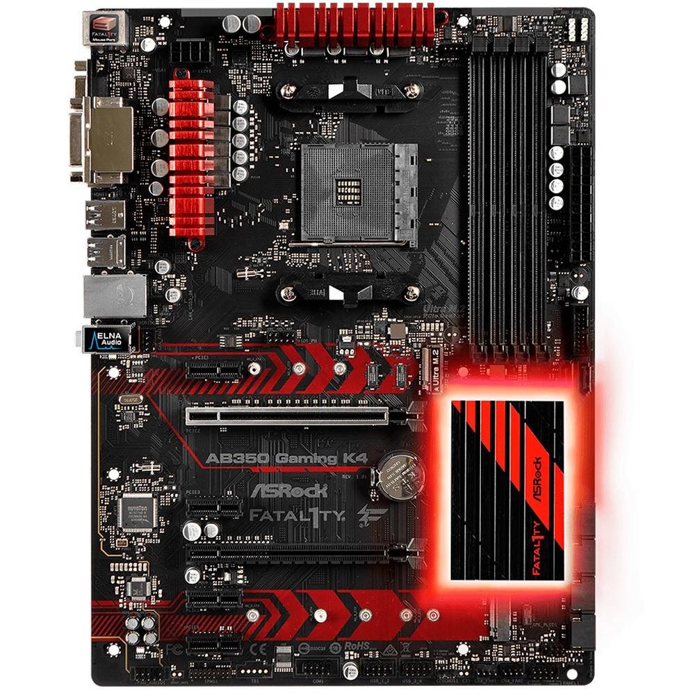 Placa-Mãe ASRock Fatal1ty AB350 Gaming K4 , AMD AM4, ATX, DDR4