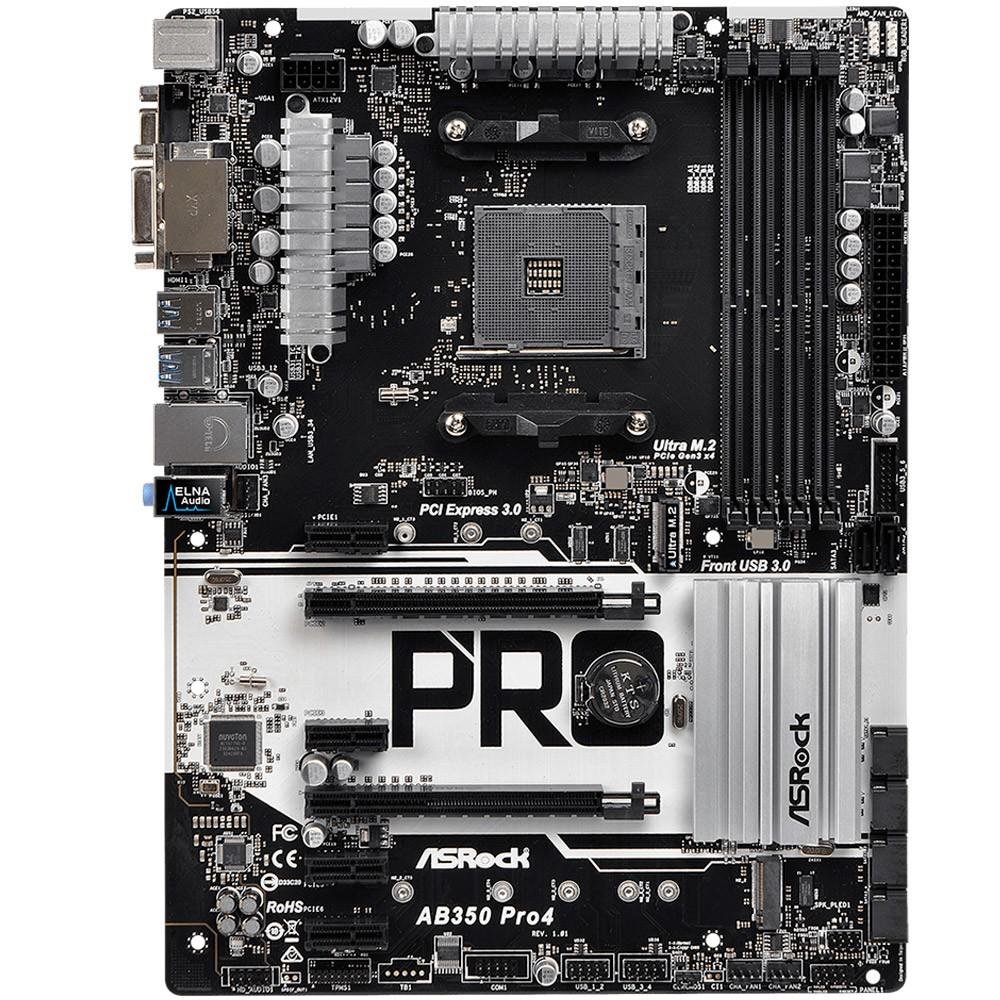 Placa-Mãe ASRock AB350 Pro4, AMD AM4, ATX, DDR4 Placa-Mãe ASRock AB350 Pro4, AMD AM4, ATX, DDR4