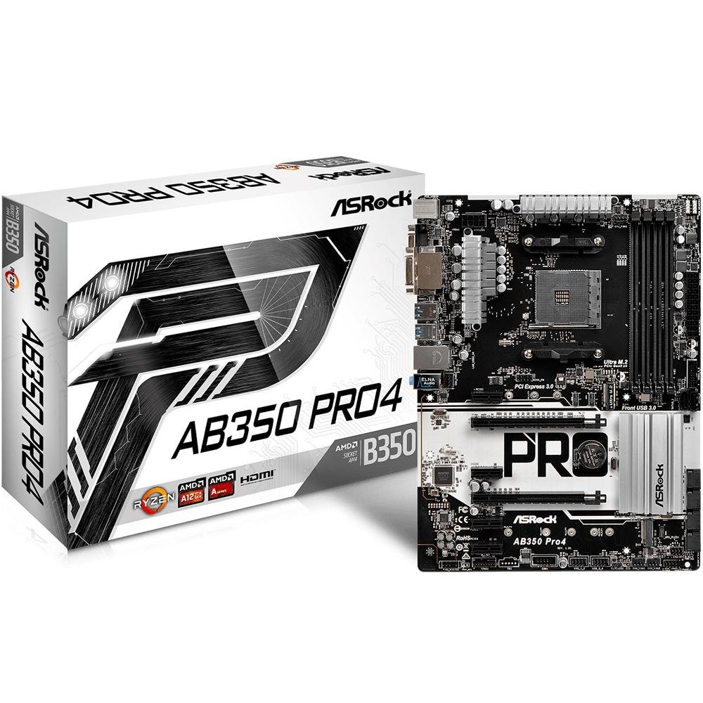Placa-Mãe ASRock AB350 Pro4, AMD AM4, ATX, DDR4 Placa-Mãe ASRock AB350 Pro4, AMD AM4, ATX, DDR4