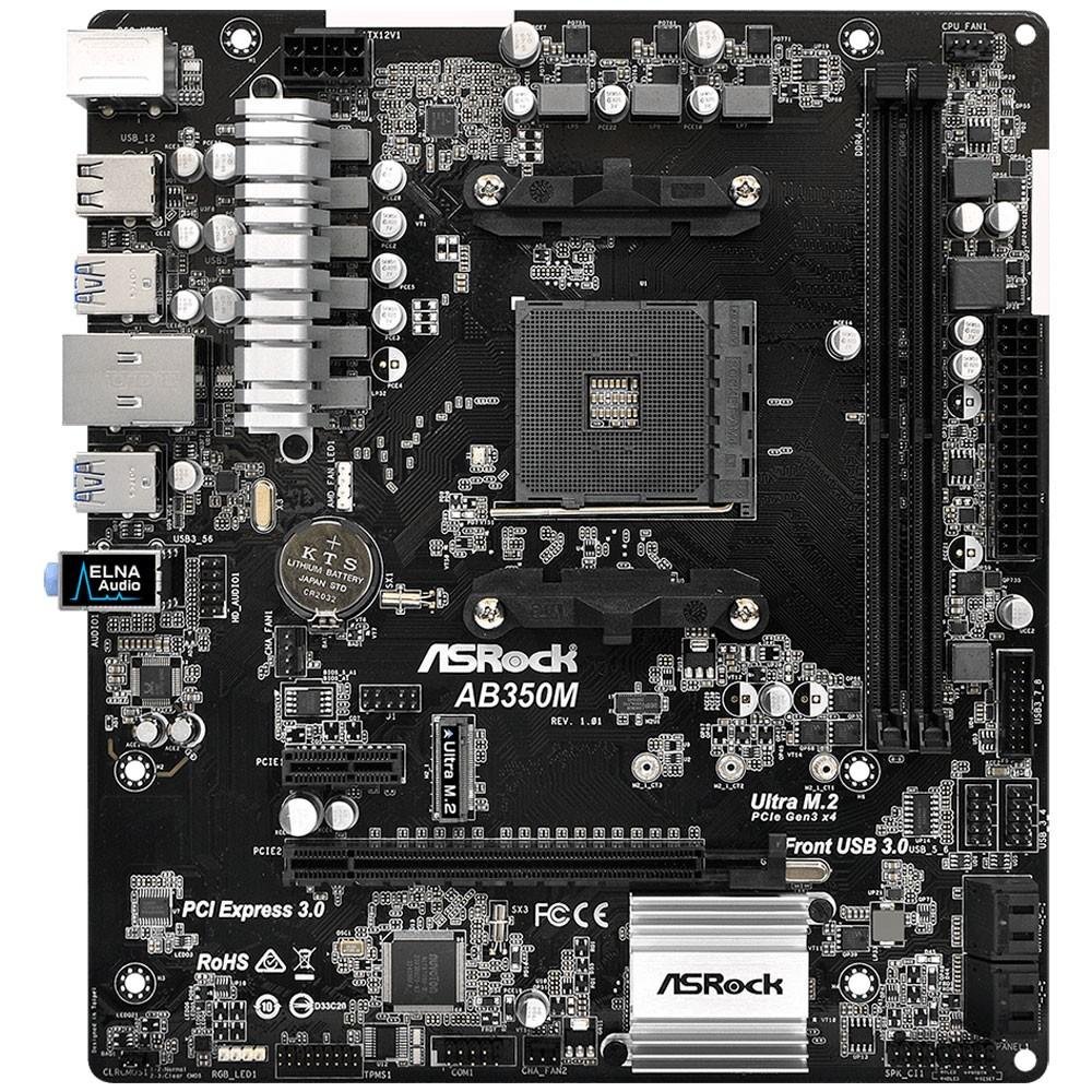 Placa-Mãe ASRock p/ AMD AM4 mATX AM4 AB350M DDR4 Placa-Mãe ASRock p/ AMD AM4 mATX AM4 AB350M DDR4