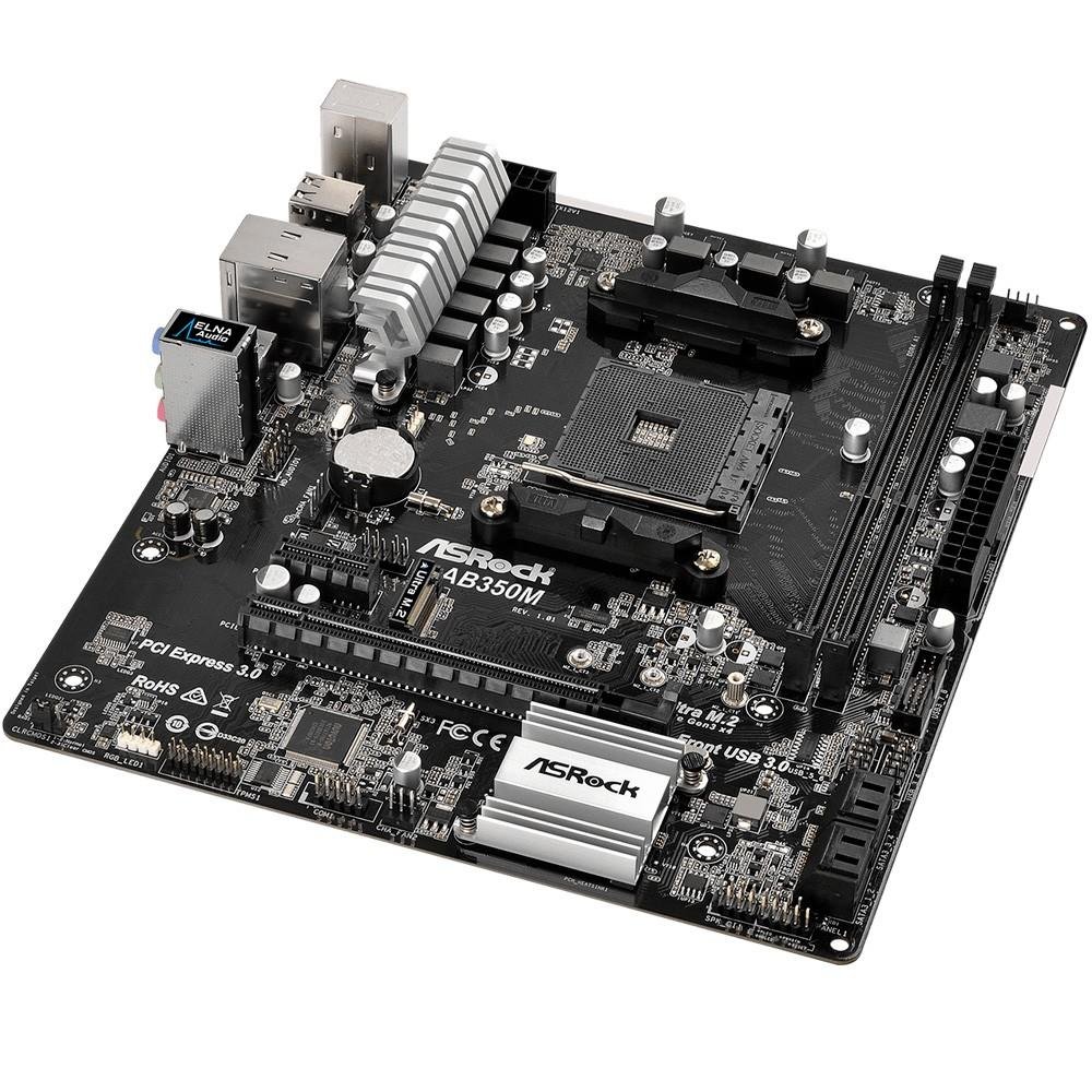 Placa-Mãe ASRock p/ AMD AM4 mATX AM4 AB350M DDR4 Placa-Mãe ASRock p/ AMD AM4 mATX AM4 AB350M DDR4