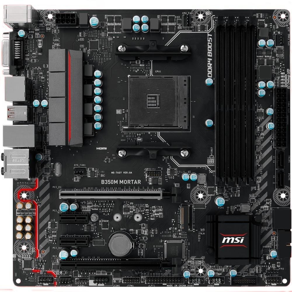 Imagem 2 de 5 do produto Placa-Mãe MSI p/ AMD AM4 mATX B350M MORTAR DDR4