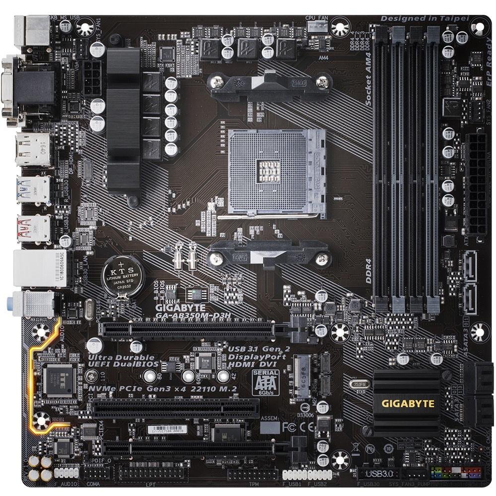 Placa-Mãe Gigabyte GA-AB350M-D3H, AMD AM4, mATX, DDR4