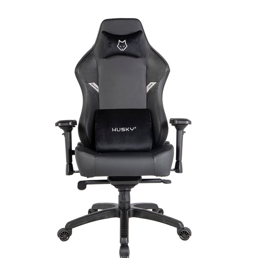 Cadeira Gamer Husky Saucer, Até 150Kg, Braço 4D, Almofadas de Apoio, Massageador de Lombar, Reclinável 135º, PU, Preta - HCG800PT