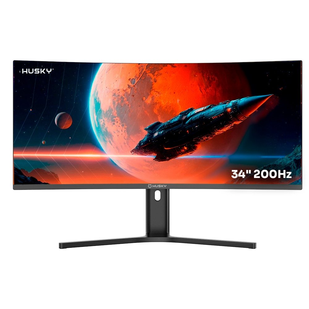 "Monitor Gamer Curvo Husky Boreal 34"", WQHD, Ultrawide, 200Hz, 1ms, Adaptive Sync, DisplayPort e HDMI, HDR - HMG00234PT"