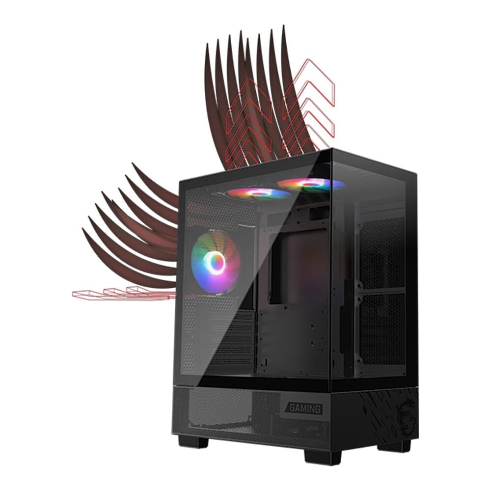 Gabinete Gamer MSI PAG Pano M110A, Mini Tower, Lateral em Vidro, 3x FANs ARGB, M-ATX,Mini ITX, Preto - PANOM100A - view 15