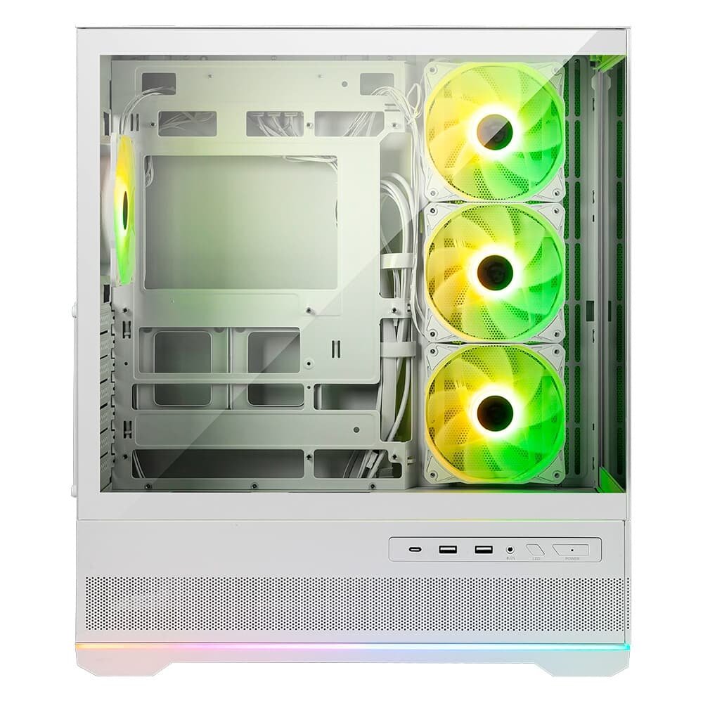 Imagem 4 de 6 do produto Gabinete Gamer MSI MAG Pano 110R PZ White, Mid Tower, Lateral em Vidro, 4x FANs ARGB, M-ATX, Branco - PANO110RPZWHT