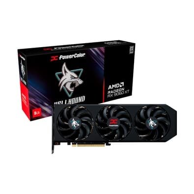  PowerColor RX 9060 XT Hellhound AMD Radeon, 8GB, GDDR6, 128bits, Tripe Fan, OpenGL 4.6 - RX9060XT 8G-L/OC