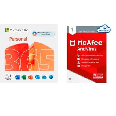 Kit Microsoft 365 Personal + Kaspersky Antivírus Premium 3 Dispositivos 1 Ano, Digital para Download - KL1047KDCFS