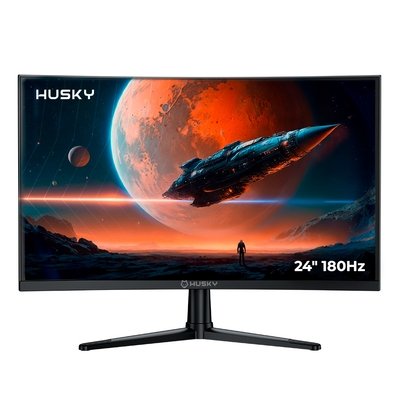 "Monitor Gamer Curvo Husky Boreal 24"", FHD, 180Hz, 1ms, Adaptive Sync, VA, DisplayPort e HDMI, HDR - HMG00424PT"