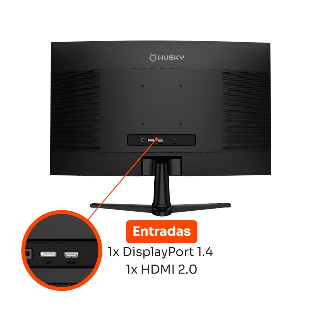 Imagem 3 de 8 do produto Monitor Gamer Curvo Husky Boreal 24", FHD, 180Hz, 1ms, Adaptive Sync, VA, DisplayPort e HDMI, HDR - HMG00424PT