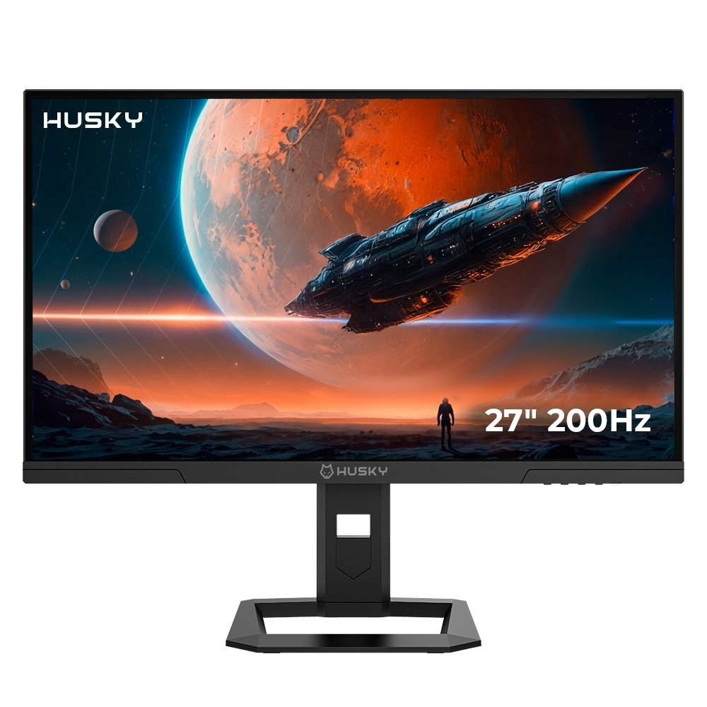 "Monitor Gamer Husky Boreal 27"", QHD, 200Hz, 1ms, IPS, Adaptive Sync, HDR400, Ajuste de Altura, DisplayPort e HDMI - HMG00827PT"