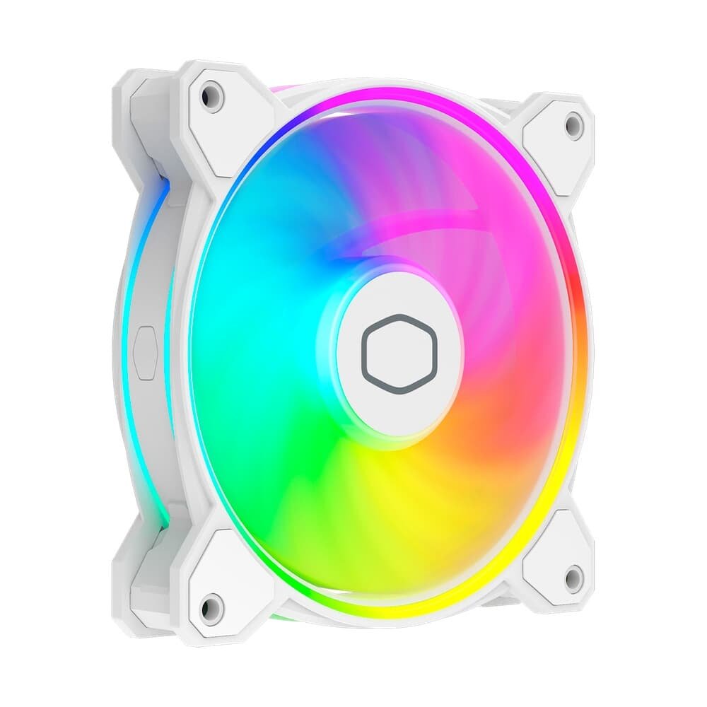 Imagem 3 de 5 do produto Kit Ventoinhas para Gabinete Cooler Master MasterFan MF120 Halo2 3in1, 120mm, Iluminação RGB, Branco - MFL-B2DW-213P2-R2