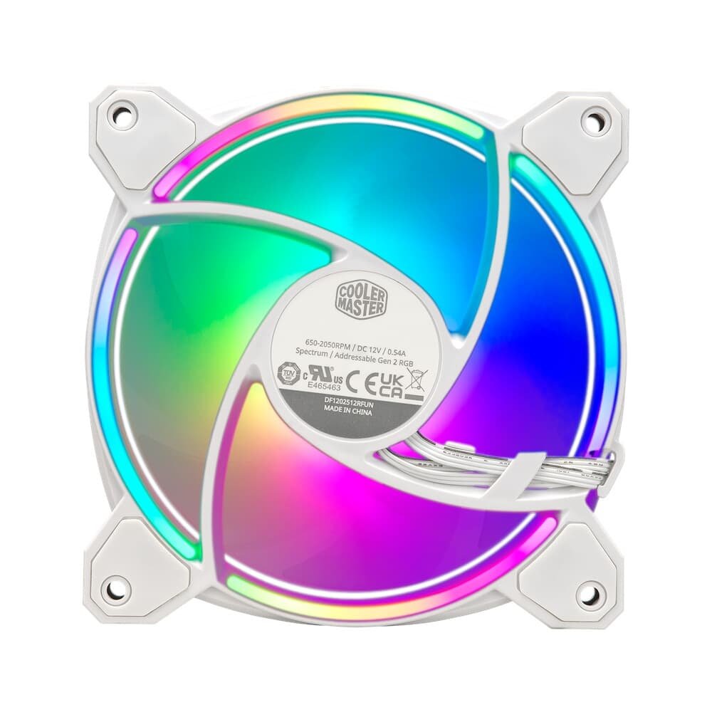 Imagem 4 de 5 do produto Kit Ventoinhas para Gabinete Cooler Master MasterFan MF120 Halo2 3in1, 120mm, Iluminação RGB, Branco - MFL-B2DW-213P2-R2
