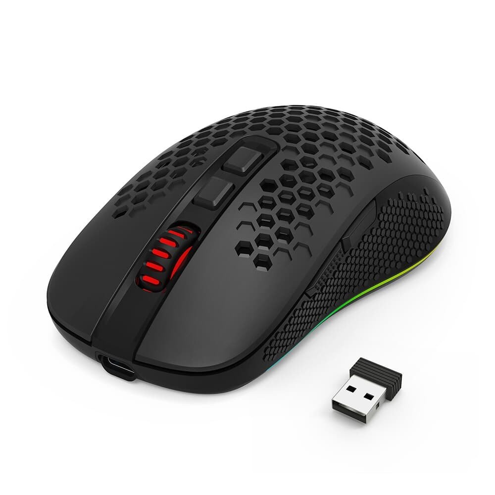 Imagem 2 de 9 do produto Mouse Sem Fio Gamer Redragon Hana M694 RGB, 7200 DPI, Ambidestro, 1000Hz, USB Tipo-C, Preto - M694-RGB