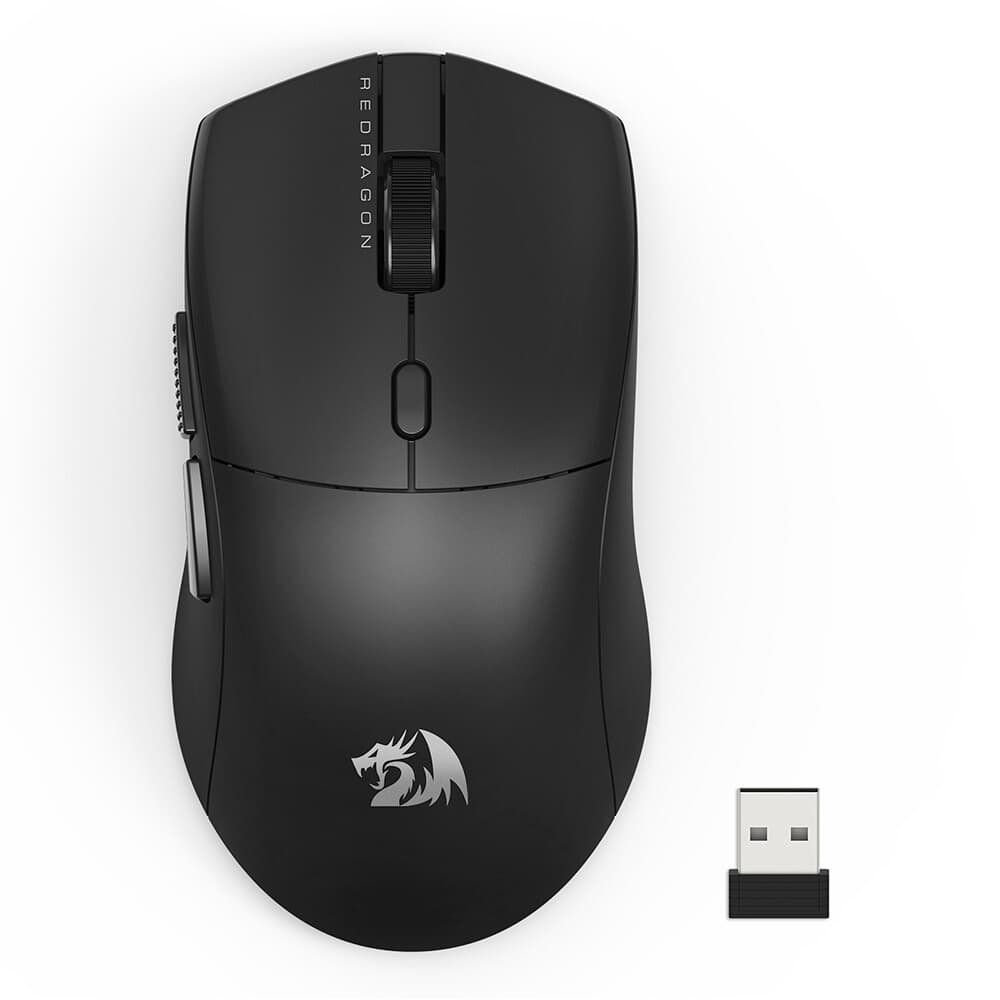 Imagem 1 de 9 do produto Mouse Gamer Sem Fio Redragon Neva Pro, 26000 DPI, Ambidestro, 1000Hz, USB Tipo-C, Bluetooth, USB 2.4 GHz, Preto - M815-PRO