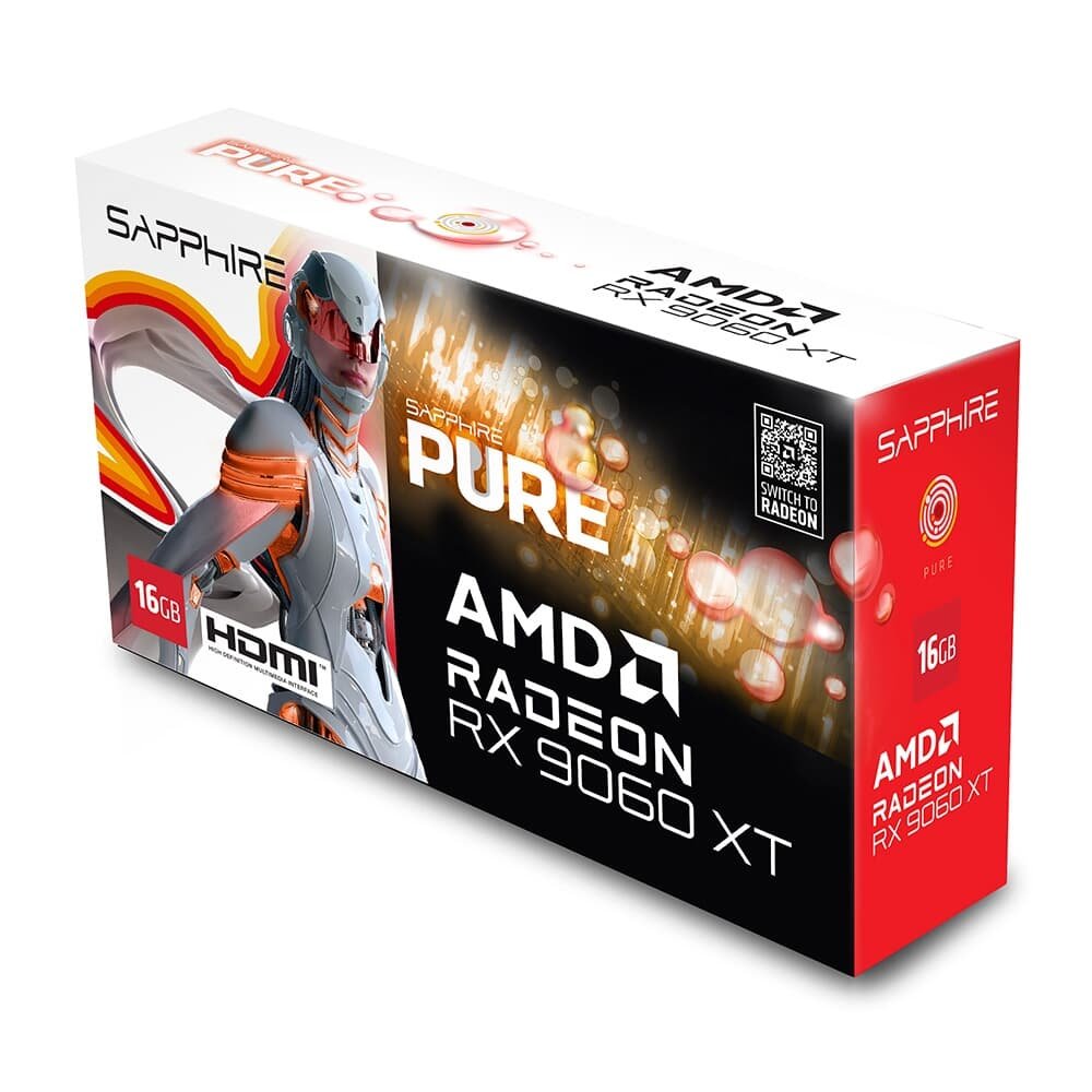 Placa de Vídeo Sapphire RX 9060 XT PURE | KaBuM!