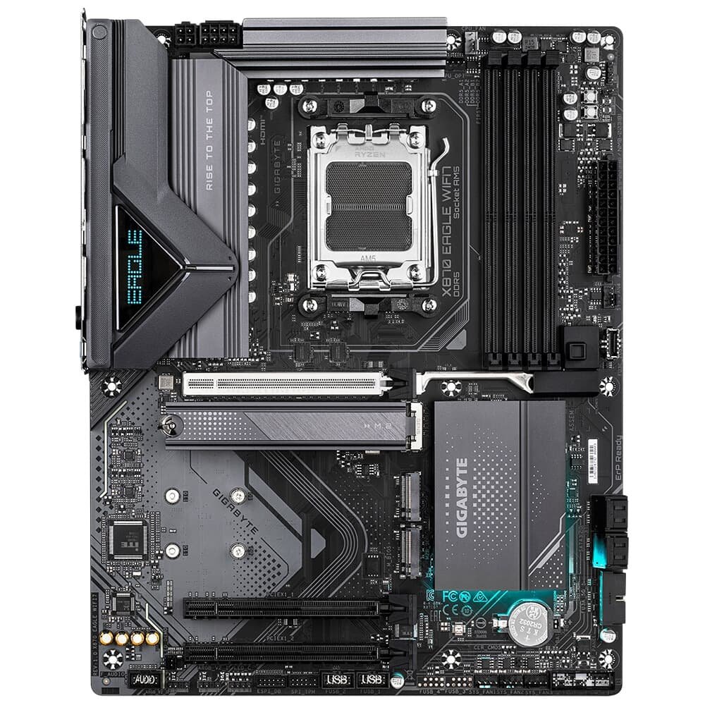 Placa Mãe Gigabyte X870 EAGLE WIFI7, AMD AM5, ATX, DDR5, RGB, Wi-Fi 7, Bluetooth, Preto - X870 EAGLE WIFI7