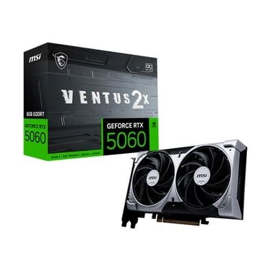  MSI RTX 5060 8G VENTUS 2X OC Geforce NVIDIA, 8GB, GDDR7, 128 bits, 2535 MHz, DLSS 4, Ray Tracing - G5060-8V2C