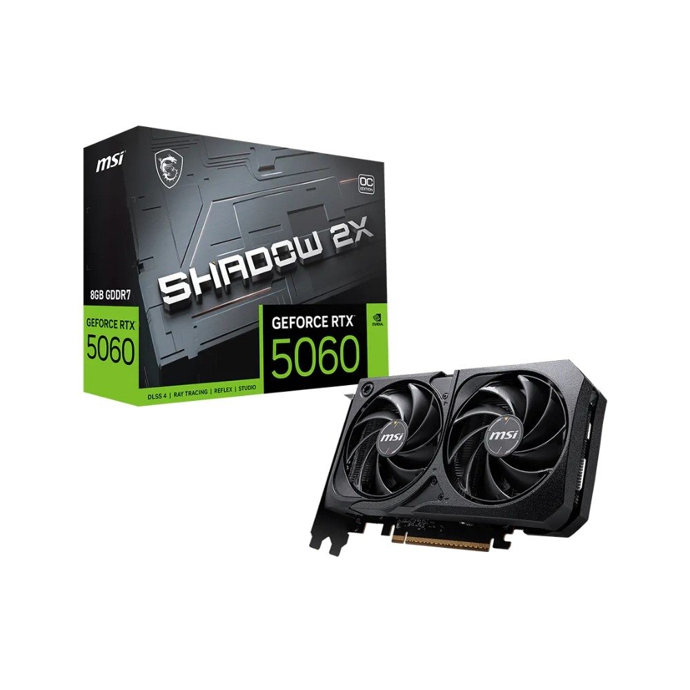 Placa de Vídeo MSI RTX 5060 8G SHADOW 2X OC Geforce NVIDIA, 8GB GDDR7, 128 bits, 2535 MHz, DLSS 4, Ray Tracing - G5060-8S2C