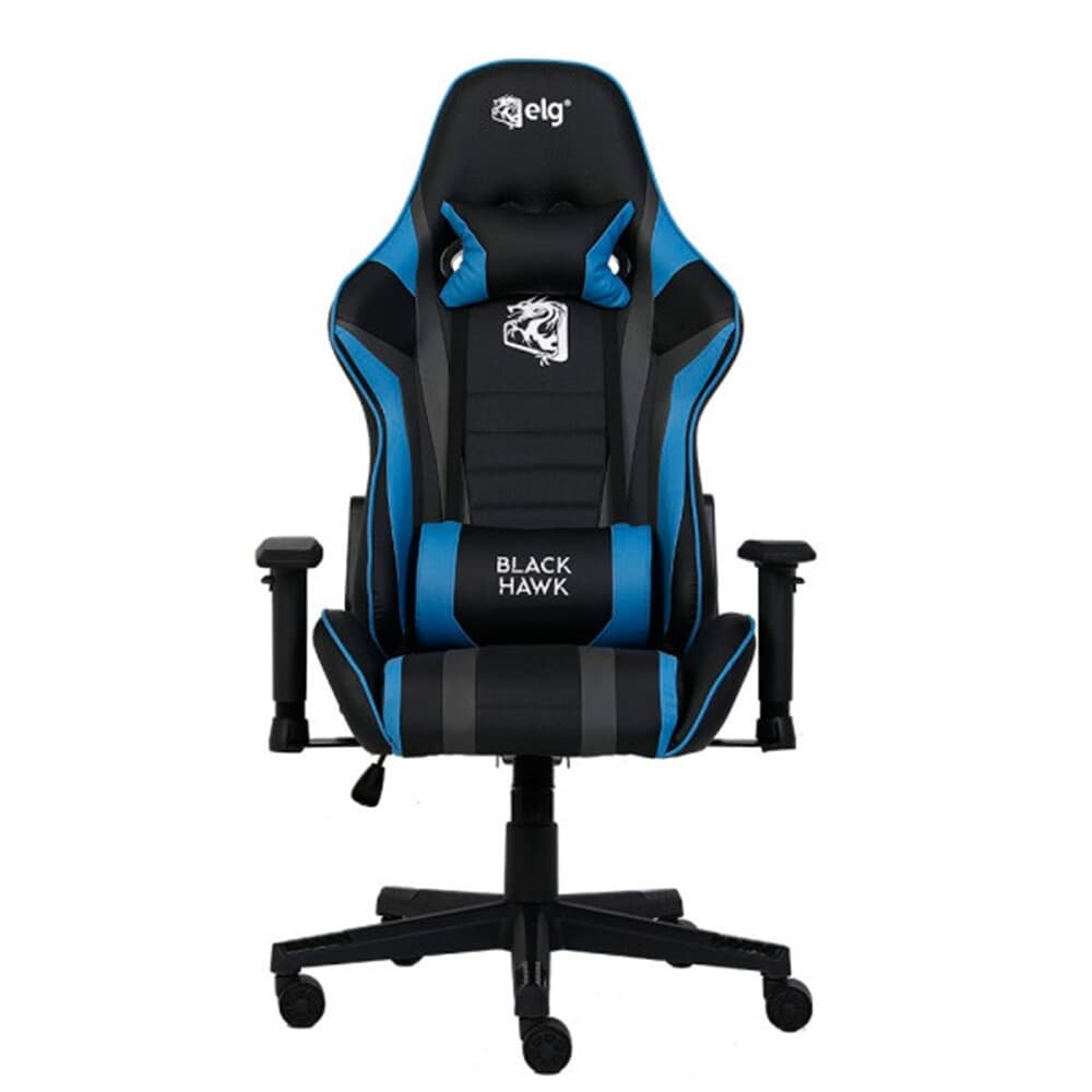 Cadeira Gamer ELG Black Hawk, Até 140 kg, Apoio Cervical, Encosto Reclinável, Apoio De Braços, Ajuste De Altura, Preto e Azul - CH05BKBL - view 5