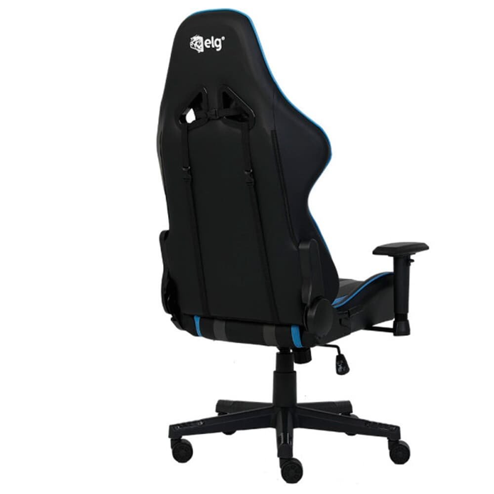 Cadeira Gamer ELG Black Hawk, Até 140 kg, Apoio Cervical, Encosto Reclinável, Apoio De Braços, Ajuste De Altura, Preto e Azul - CH05BKBL - view 3