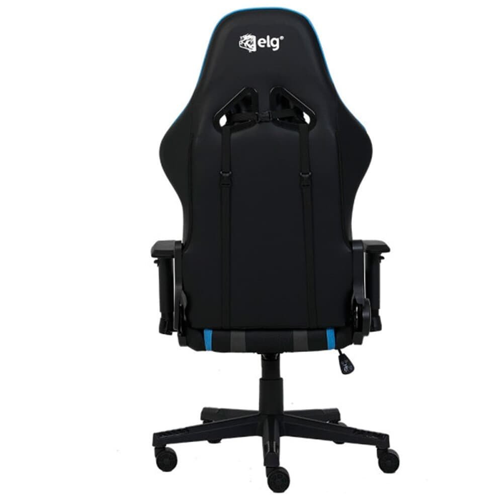 Cadeira Gamer ELG Black Hawk, Até 140 kg, Apoio Cervical, Encosto Reclinável, Apoio De Braços, Ajuste De Altura, Preto e Azul - CH05BKBL - view 4