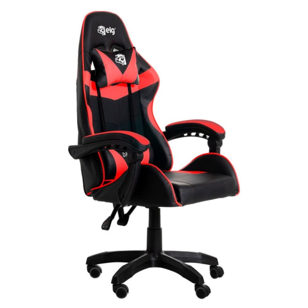 Cadeira Gamer ELG Drakon, Até 140 kg, Ajuste De Altura, Encosto Reclinavel, Braços Articulados, Preto e Vermelho - CH31BKRD - view 2