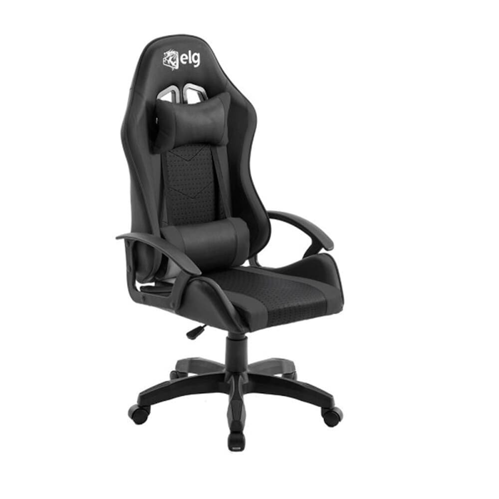 Cadeira Gamer ELG Syrax, Até 120 kg, Apoio Lombar, Cervical E Ajuste De Altura, Preto - CH36BK
