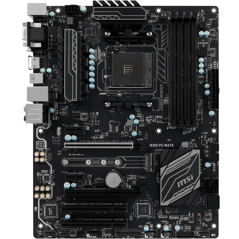 Placa-Mãe MSI p/ AMD AM4 ATX B350 PC MATE DDR4