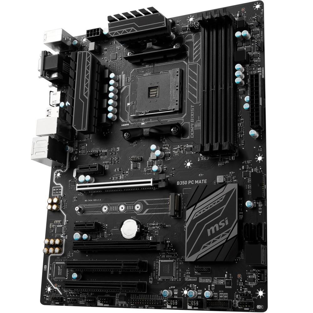 Placa-Mãe MSI p/ AMD AM4 ATX B350 PC MATE DDR4