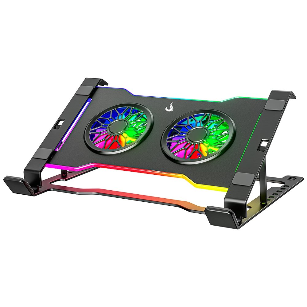 Base com Cooler em Aço Carbono para Notebook e Tablets Rise Mode, Até 17, Galaxy Gray X7, RGB - RM-CNC-07-RGB