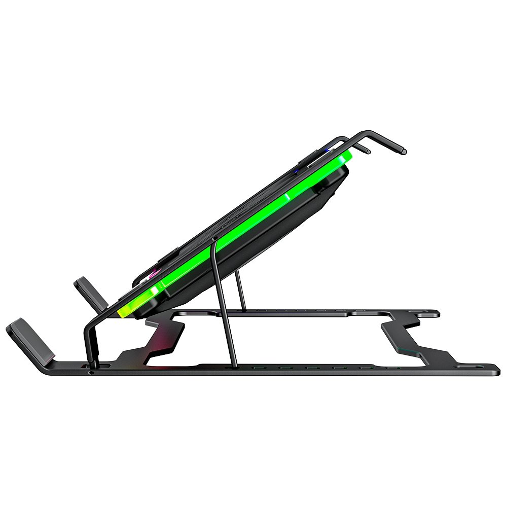 Imagem 5 de 7 do produto Base com Cooler em Aço Carbono para Notebook e Tablets Rise Mode, Até 17", Galaxy Gray X7, RGB - RM-CNC-07-RGB