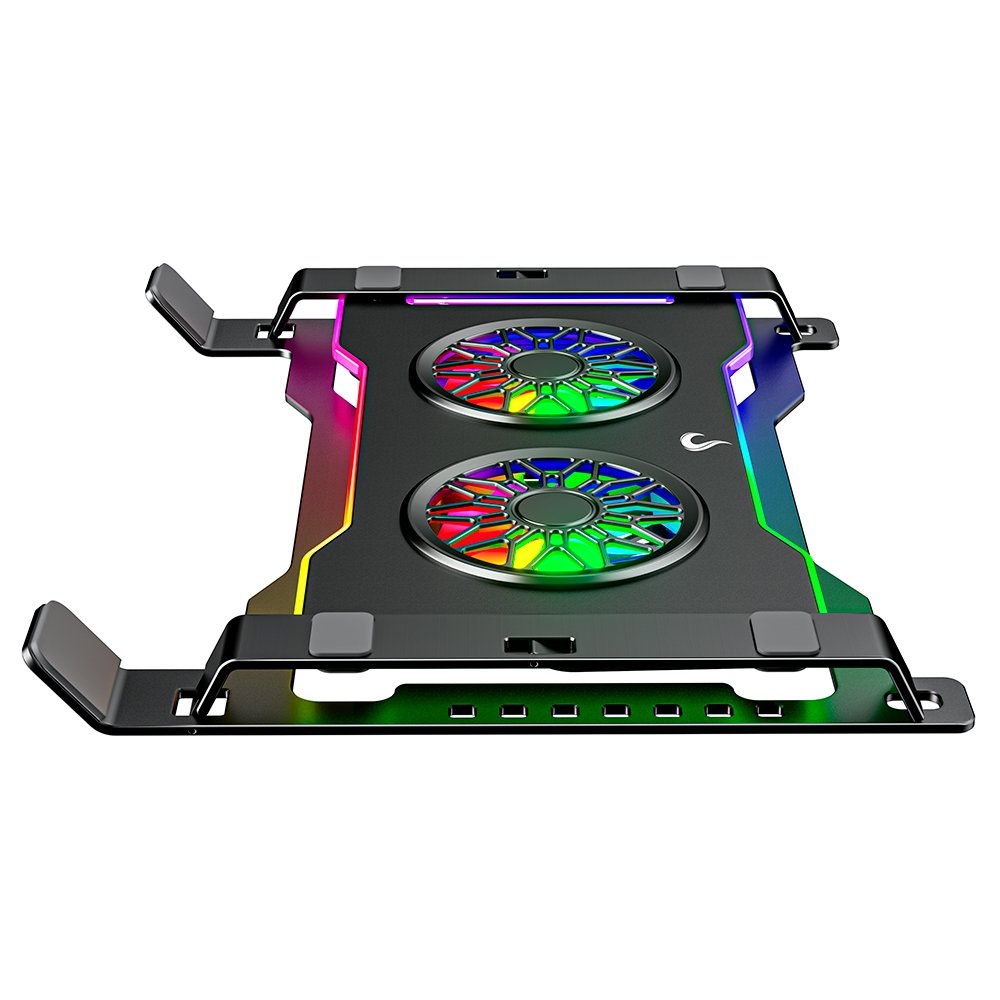 Imagem 4 de 7 do produto Base com Cooler em Aço Carbono para Notebook e Tablets Rise Mode, Até 17", Galaxy Gray X7, RGB - RM-CNC-07-RGB