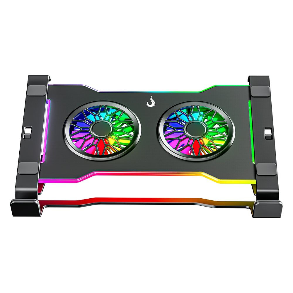 Imagem 3 de 7 do produto Base com Cooler em Aço Carbono para Notebook e Tablets Rise Mode, Até 17", Galaxy Gray X7, RGB - RM-CNC-07-RGB