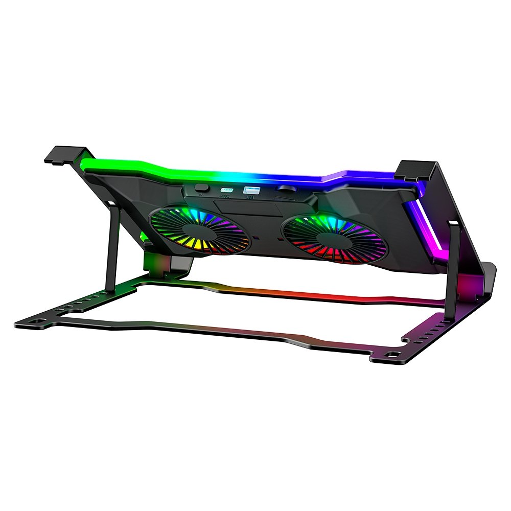 Imagem 6 de 7 do produto Base com Cooler em Aço Carbono para Notebook e Tablets Rise Mode, Até 17", Galaxy Gray X7, RGB - RM-CNC-07-RGB