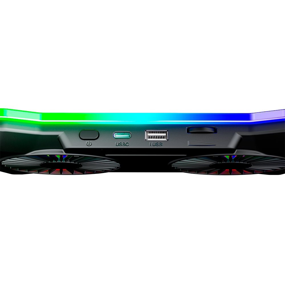 Imagem 7 de 7 do produto Base com Cooler em Aço Carbono para Notebook e Tablets Rise Mode, Até 17", Galaxy Gray X7, RGB - RM-CNC-07-RGB