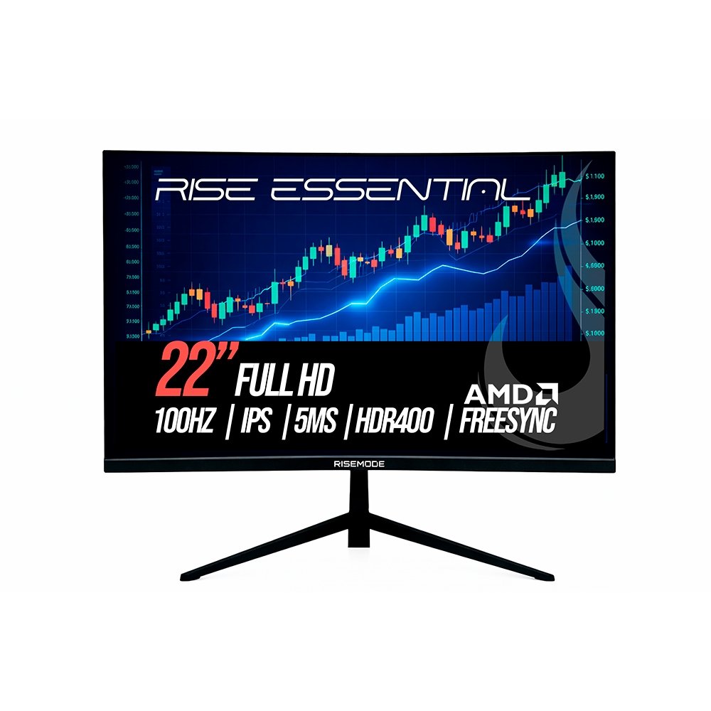 "Monitor Gamer Rise Mode Essential 22"", FHD, 100Hz, 5ms, VA, FreeSync, HDR 400, HDMI e VGA, sRGB 99%, Preto - RM-MOG-22F100FH-B"