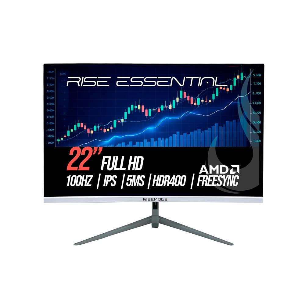 Monitor Gamer Rise Mode Essential 22", FHD, 100Hz, 5ms, VA, FreeSync, HDR 400, HDMI e VGA, sRGB 99%, Branco - RM-MOG-22F100FH-W
