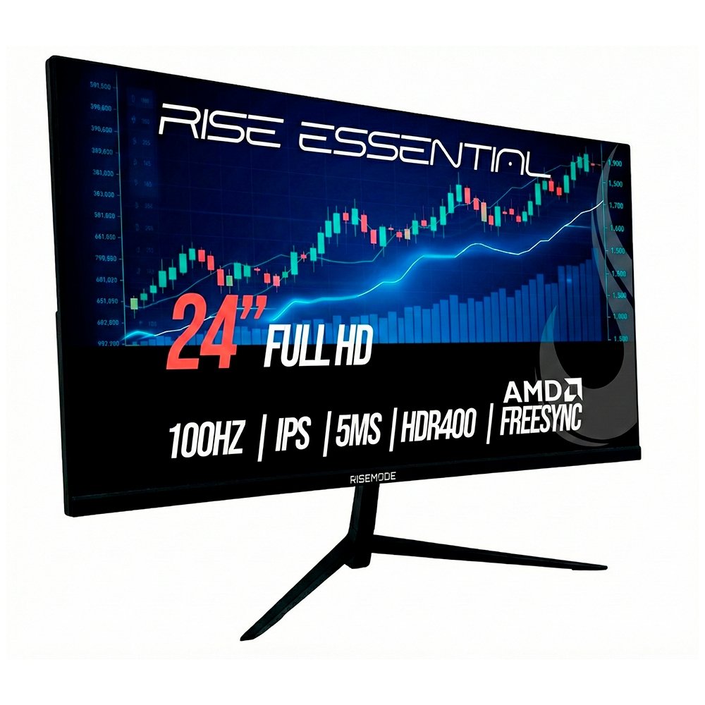 Monitor Gamer Rise Mode Essential 24, FHD, 100Hz, 5ms, IPS, FreeSync, HDR 400, HDMI e VGA, sRGB 99%, Preto - RM-MOG-24F100FH-B - view 2
