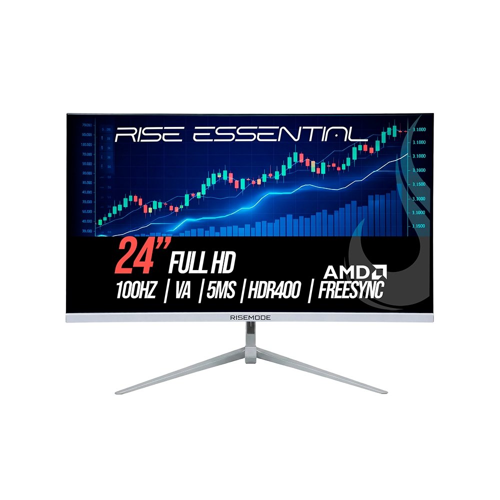 "Monitor Gamer Rise Mode Essential 24"", FHD, 100Hz, 5ms, IPS, FreeSync, HDR 400, HDMI e VGA, sRGB 99%, Branco - RM-MOG-24F100FH-W"