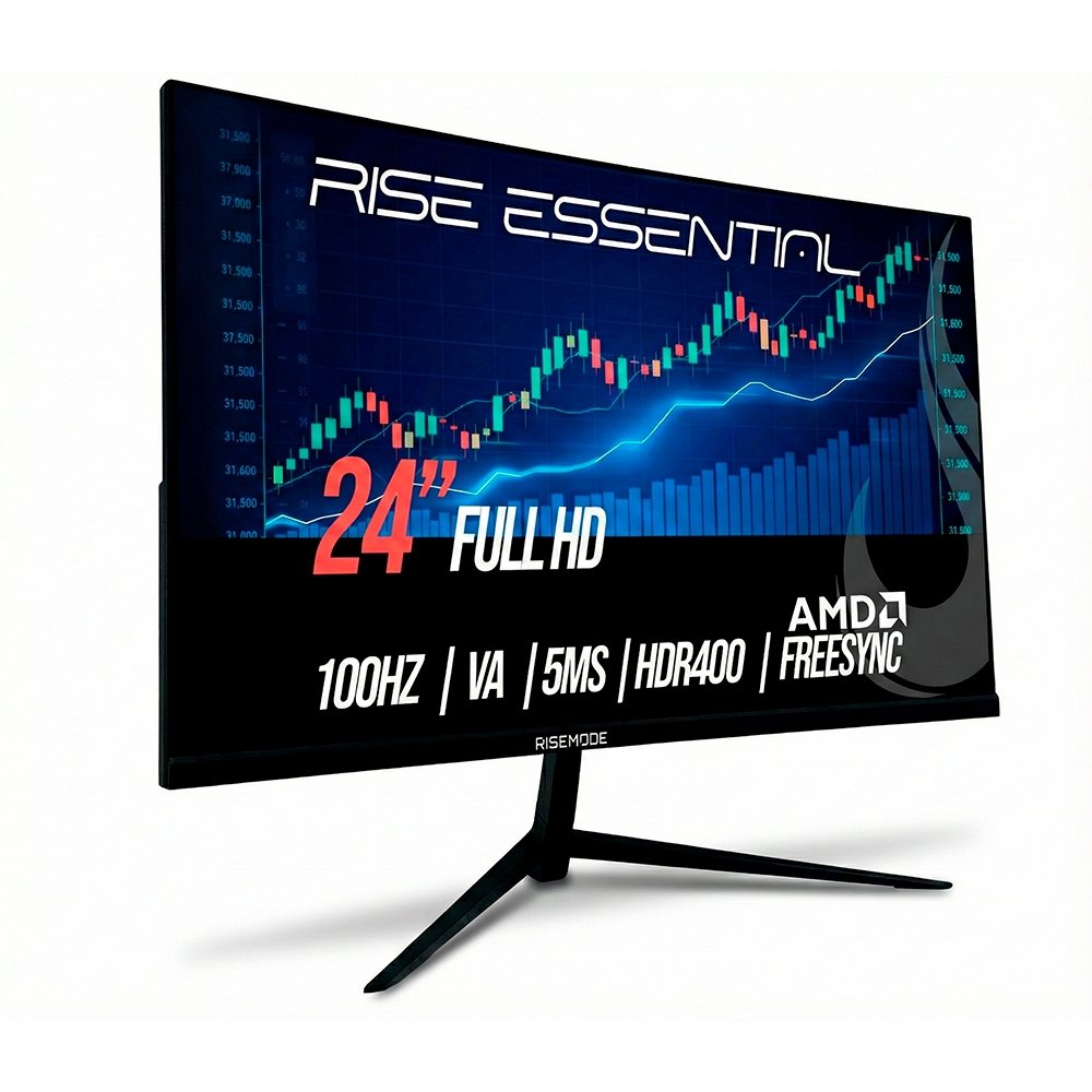 Monitor Gamer Curvo Rise Mode Essential 24, Full HD, 100Hz, VA, FreeSync, HDR 400, HDMI e VGA, Preto - RM-MOG-24C100FH-B - view 2