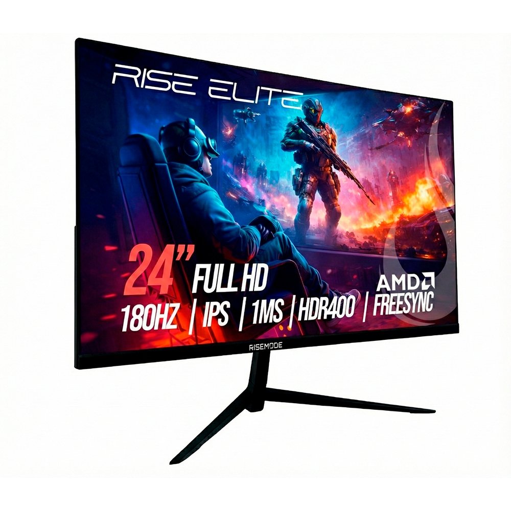 Monitor Gamer Rise Mode Prime 24", FHD, 180Hz, 1ms, IPS, FreeSync, HDR 400, HDMI e VGA, sRGB 110%, Preto - RM-MOG-24F180FH-B Monitor Gamer Rise Mode Prime 24", FHD, 180Hz, 1ms, IPS, FreeSync, HDR 400, HDMI e VGA, sRGB 110%, Preto - RM-MOG-24F180FH-B