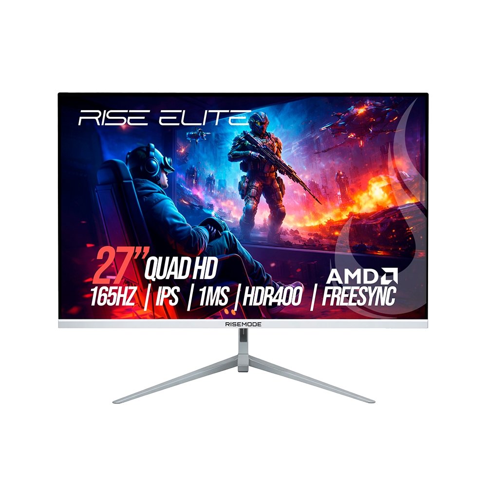 "Monitor Gamer Rise Mode Elite 27"", QHD, 165Hz, 1ms, IPS, FreeSync, HDR 400, HDMI e DisplayPort, sRGB 99%, Branco - RM-MOG-27F1652K-W"