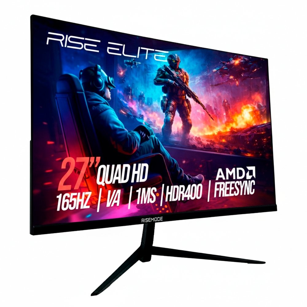 Monitor Gamer Curvo Rise Mode Elite 27", QHD, 165Hz, 1ms, VA, FreeSync, HDR 400, HDMI e DisplayPort, Preto - RM-MOG-27C1652K-B