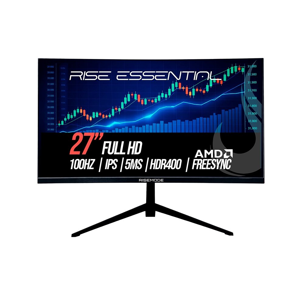 "Monitor Gamer Rise Mode Essential 27"", FHD, 100Hz, 5ms, IPS, FreeSync, HDR 400, HDMI e VGA, sRGB 99%, Preto - RM-MOG-27F100FH-B"