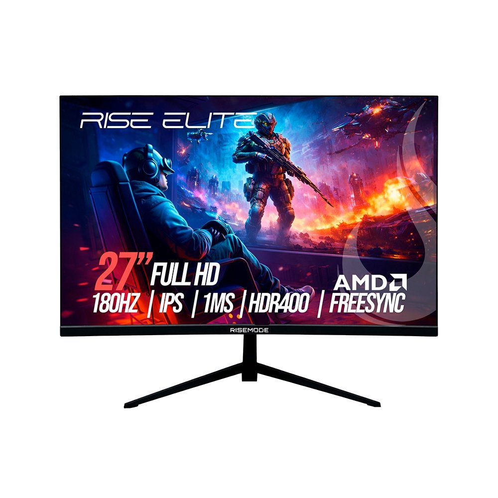 "Monitor Gamer Rise Mode Prime 27"", FHD, 180Hz, 1ms, IPS, FreeSync, HDR 400, HDMI e DisplayPort, sRGB 110%, Preto - RM-MOG-27F180FH-B"