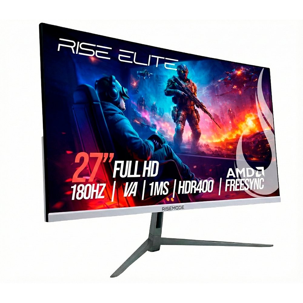 Monitor Gamer Curvo Rise Mode Prime 27, Full HD, 180Hz, 1ms, VA, FreeSync, HDR 400, HDMI e DisplayPort, Branco - RM-MOG-27C180FH-W - view 2
