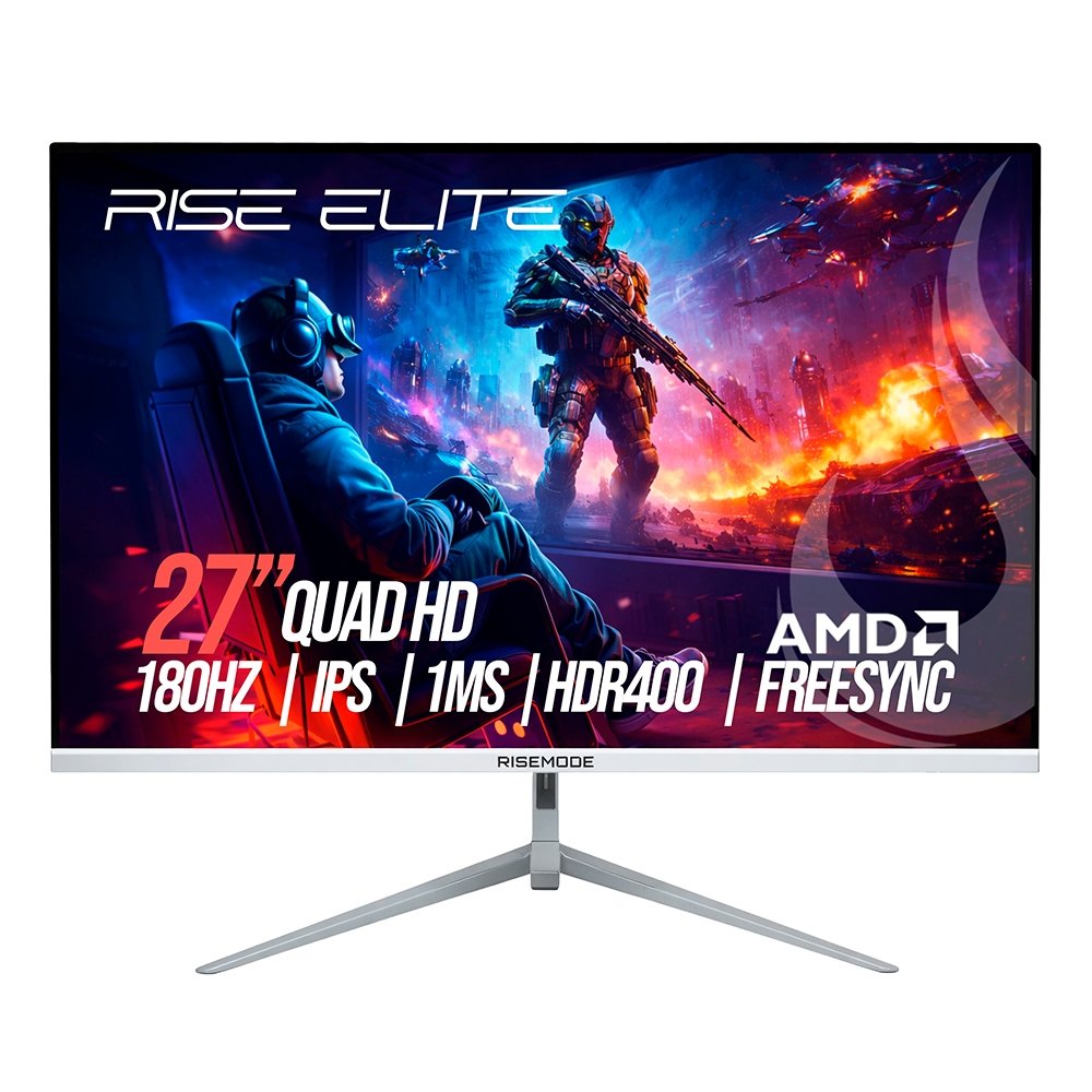 "Monitor Gamer Rise Mode Elite 27"", QHD, 180Hz, 1ms, IPS, FreeSync, HDR 400, HDMI e DisplayPort, sRGB 110%, Branco - RM-MOG-27F1802K-W"